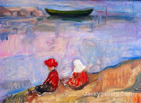 Two Children On the Beach by Edvard Munch paintings reproduction